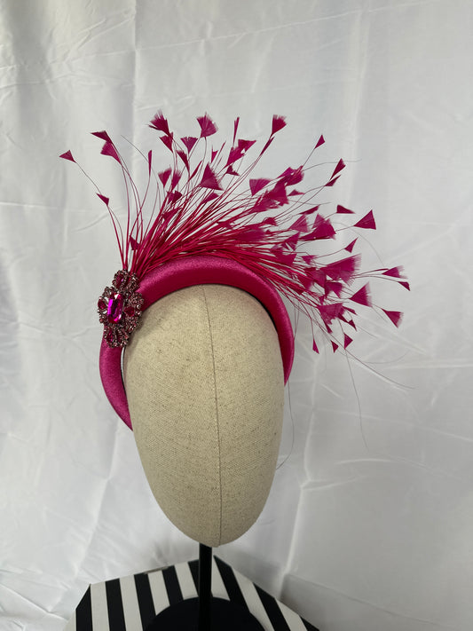 Velvet bright pink head band